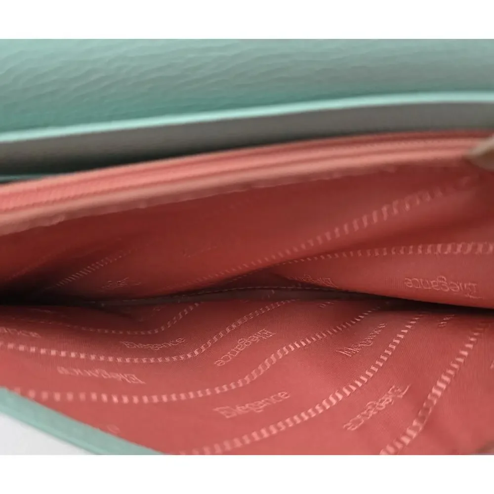 Elegance Paris Genuine Lt Turquoise Crossbody Bag Purse Converts to Clutch NEW